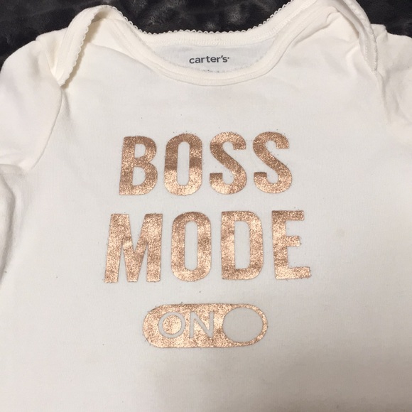 CARTER’S BABY GIRL “BOSS MODE” IVORY SNAP JUMPSUIT - Picture 3 of 5